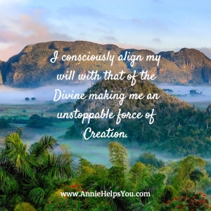 I consciously align my will with that of the Divine making me an unstoppable force of Creation.